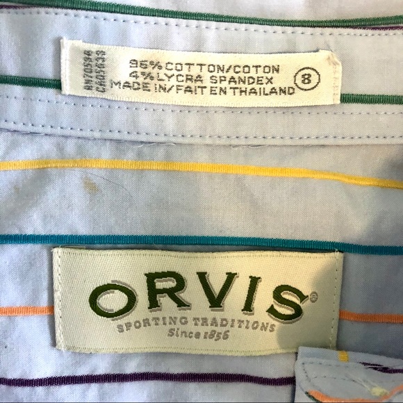 Orvis women’s blue button down 8 work stripe - Picture 7 of 10